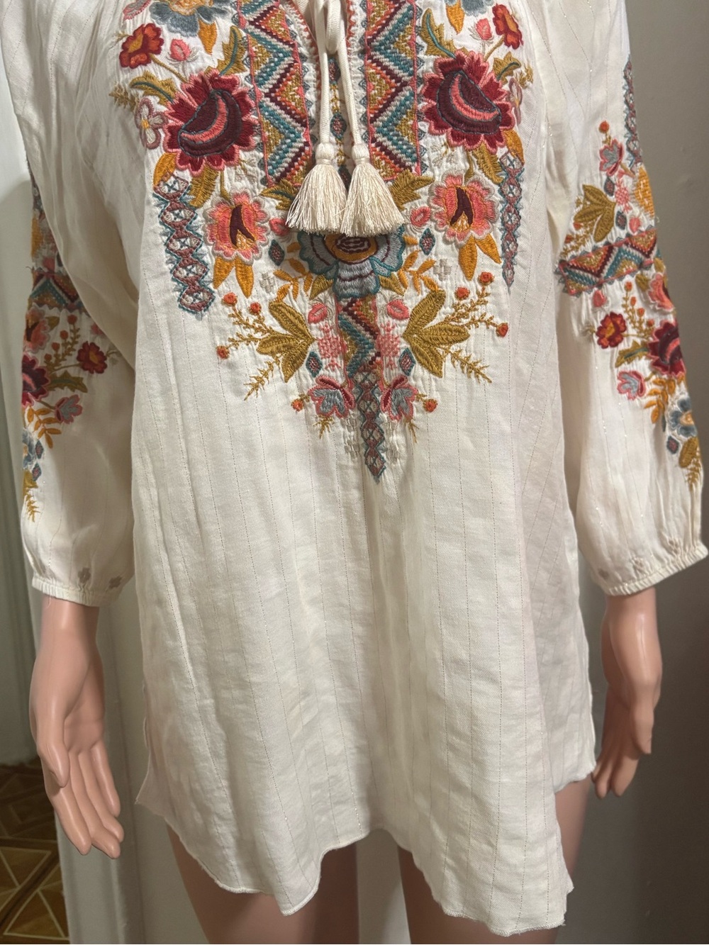 JOHNNY WAS Women’s Embroidered Peasant Blouse - Picture 8 of 13